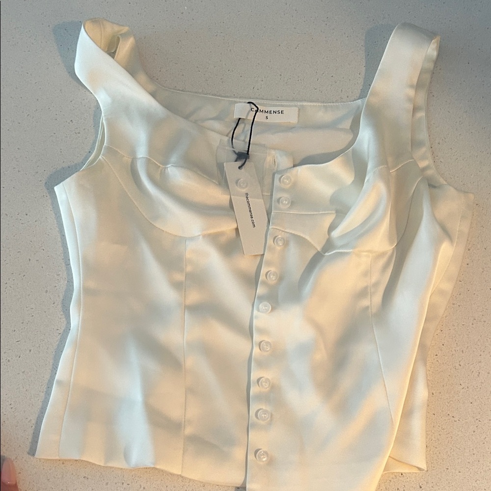 Commense Cream Button-Down Blouse